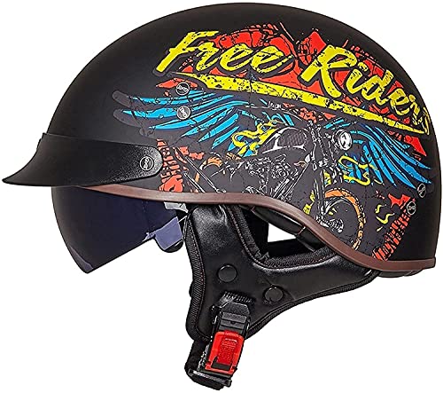 XRDSHY Halbhelm Motorradhelm Herren Damen Retro ECE Zertifizierung Motorrad Halbschale Mofa Helm Jethelm Halbschalenhelm Jet Helmet Motorcycl Chopper Scooter Helm Sturzhelm Mit Visier,G-(M/57-58CM) von XRDSHY