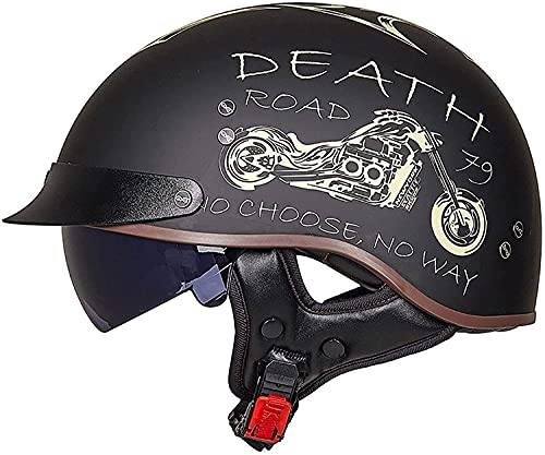 XRDSHY Halbhelm Motorradhelm Herren Damen Retro ECE Zertifizierung Motorrad Halbschale Mofa Helm Jethelm Halbschalenhelm Jet Helmet Motorcycl Chopper Scooter Helm Sturzhelm Mit Visier,l-(2XL/63-64CM) von XRDSHY