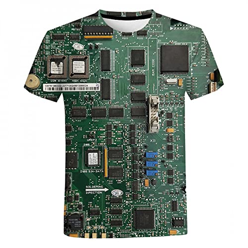 XRHYJK Herren 3D Druck T-Shirt Computer-CPU-Kern-Herz-Platine 3D-Gedrucktes T-Shirt Männer Frauen Sommer Mode Lässige Kurzarm Coole T-Shirt Tops von XRHYJK