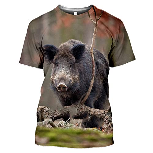 XRHYJK Herren 3D Druck T-Shirt Sommer Mode Herren T-Shirts Jagd Wildschwein Tiere Harajuku 3D Gedrucktes T-Shirt Lustige Hip Hop Kurzarm T-Shirts Tops von XRHYJK