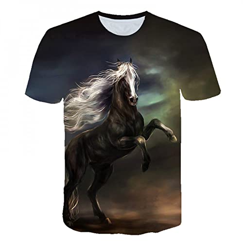 XRHYJK Herren 3D Druck T-Shirt Tier Pferd Gedruckt 3D T-Shirt Damen Herren Mode Lässig 3D Pferd T-Shirt Unisex Trendy Kurzarm Shirts T-Shirts Tops von XRHYJK
