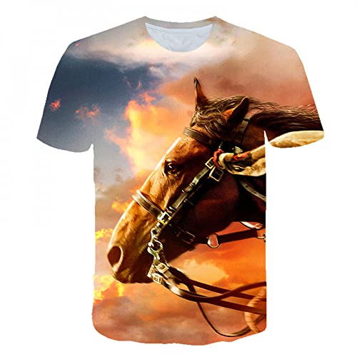 XRHYJK Herren 3D Druck T-Shirt Tier Pferd Gedruckt 3D T-Shirt Damen Herren Mode Lässig 3D Pferd T-Shirt Unisex Trendy Kurzarm Shirts T-Shirts Tops von XRHYJK
