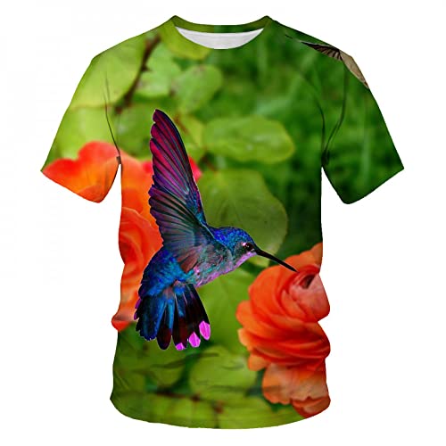 XRHYJK Herren 3D Druck T-Shirt Tier-T-Shirt 3D-Druck Lässiges T-Shirt Kleiner Vogel Sommer Atmungsaktive Elastizität Starke T-Shirts Hochwertige T-Shirts Lustiges T-Shirt von XRHYJK