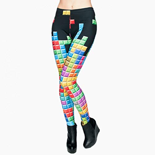 XRHYJW Yoga-Hose Mode Tetris 3D Grafik Volldruck Punk Frauen Fitness Legging Stretchy Hose Casual Pants Leggings von XRHYJW