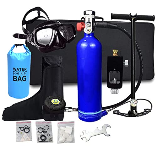 XSGDMN Tauchflasche Sauerstoffflasche Mini Tauchausrüstung Tragbare, Tauchen mit 5-10 Minuten Kapazität Schnorcheln Sauerstofftank Unterwasseratemgerät mit Inflator für Reisen und Tauchen,Blau von XSGDMN