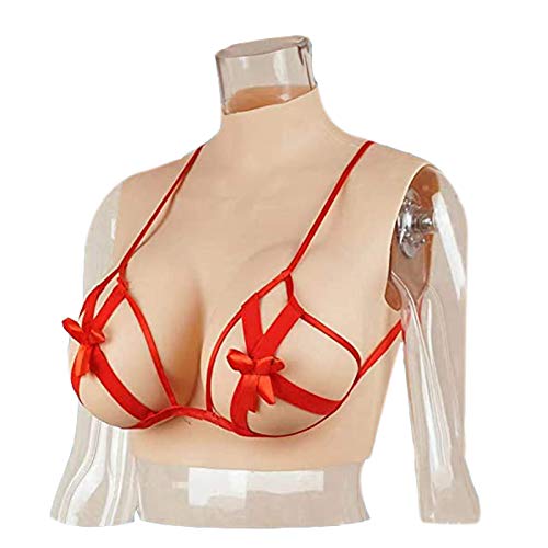 XSWL Crossdresser Brust bildet Silikon Brustplatte B-G Tasse gefüllt mit elastischer Baumwolle für Transgender Brustplatte BH-Pads Enhancers Fake Boobs,Color`1`Ivory,C von XSWL
