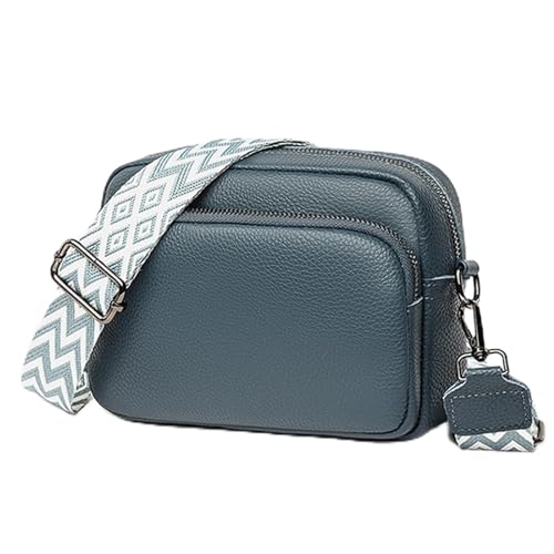 XUANXIE kleine umhängetasche damen Stylisch Brusttasche Crossbody Bag Damen Breiter Gurt Veganes Leder handytasche zum umhängen 3 fächern von XUANXIE