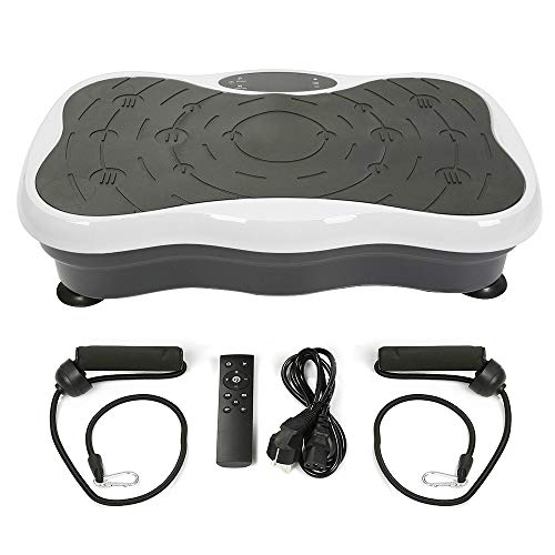 Vibrationsplatte Fitness Shaper Rüttelplatte mit Bluetooth Lautsprecher, LCD-Display und Trainingsbänder (Schwarz-weiß) von XUANYU