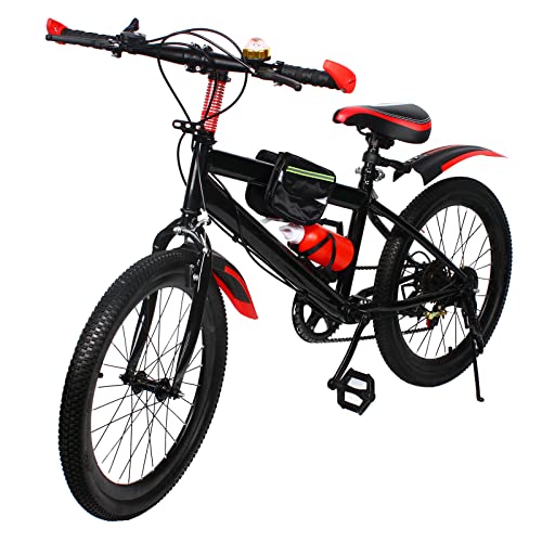 XUEMANSHOP Zoll Kinderfahrrad 20 Zoll, 6 Gang MTB Bike Mountainbike mit Doppelscheiben-Sicherheitsbremse, Einen Hochwertigen Rahmen, Verstellbare HöHe füR 6-11 Jahre (Rotes) von XUEMANSHOP