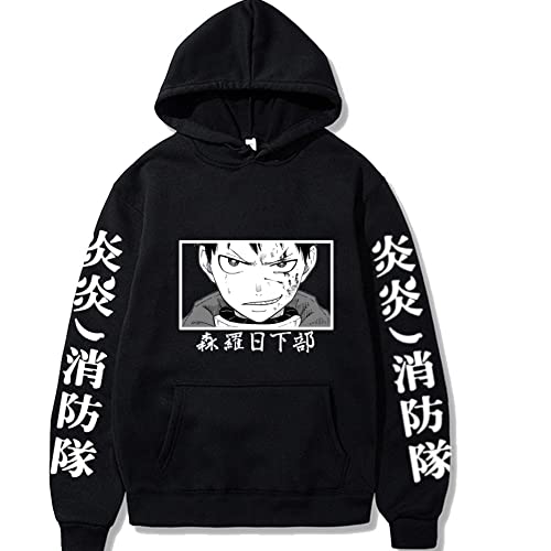 XUNTAO Fire Force Shinra Kusakabe Anime Hoodies Fashion Pullover Sweatshirt Casual Cool Print Langarmshirts von XUNTAO