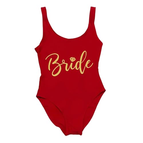 XUOFSQJZ Badeanzüge Für Damen Brautteam Badebekleidung Frauen Einszene Badeanzug Party Beachwear Schwimmanzug-Farbe 25-XL von XUOFSQJZ