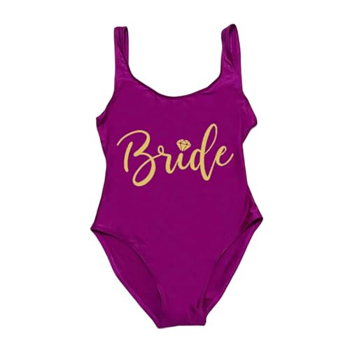 XUOFSQJZ Badeanzüge Für Damen Brautteam Badebekleidung Frauen Einszene Badeanzug Party Beachwear Schwimmanzug-Farbe 27-m von XUOFSQJZ