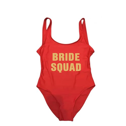 XUOFSQJZ Badeanzüge Für Damen Women Bikini Badeanzug Team Braut Hochzeitsfeier EIN Stück Badeanzug-rot-s von XUOFSQJZ