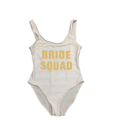 XUOFSQJZ Badeanzüge Für Damen Women Bikini Badeanzug Team Braut Hochzeitsfeier EIN Stück Badeanzug-weiß-XXL von XUOFSQJZ