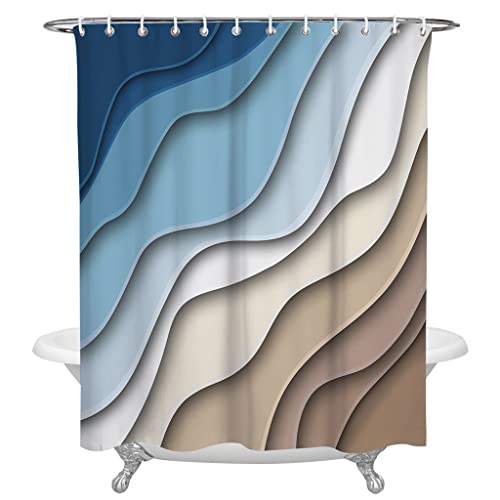 XWJLAILE Blau Braun Gradient Geometrische Duschvorhänge wasserdichte Polyester Badewanne Duschvorhang Badezimmer Vorhang Dekor (Farbe: D, Größe: 183x214cm) von XWJLAILE