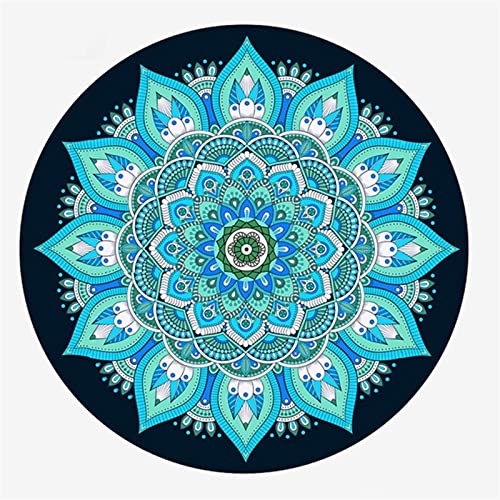 XWJLAILE Blaue runde Meditations-Yogamatte, Übungs-Fitness-Pad, weicher, rutschfester Teppich für Zuhause/im Freien, leicht zu reinigende und farbechte Pilates-Teppiche (Farbe: B, Größe: 100 x 100 von XWJLAILE
