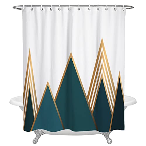 XWJLAILE Dreieckiger Duschvorhang in Bergform Home Badewanne Dekorativer Badezimmervorhang aus Polyestergewebe mit Haken (Farbe: D, Größe: 183X183CM) von XWJLAILE