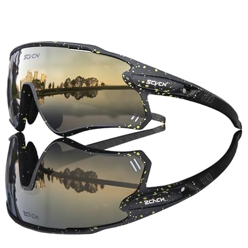 XWJLAILE Lauf-Sonnenbrille, polarisiert, 3 Gläser, Herren und Damen, modisch, Radfahren, Angeln, Sport-Sonnenbrille, MTB, Rennrad, Brillen, Motocross-Brille, Fahrradbrille, Fahrradbrille von XWJLAILE