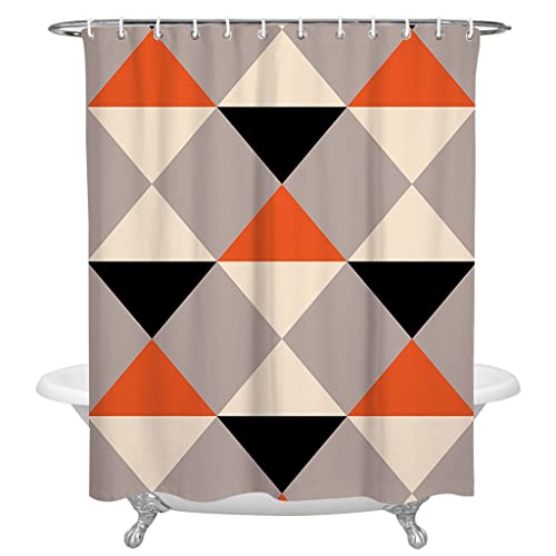 XWJLAILE Orange Schwarz Rhombus Dreieck Geometrie Duschvorhang Home Bad Dekorativer Polyesterstoff Badezimmervorhang (Farbe: D, Größe: 122X183CM) von XWJLAILE