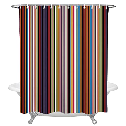 XWJLAILE Regenbogen Geometrische Streifen Duschvorhang Home Bad Dekorativer Polyesterstoff Badezimmervorhang mit Haken (Farbe: D, Größe: 152X183CM) von XWJLAILE