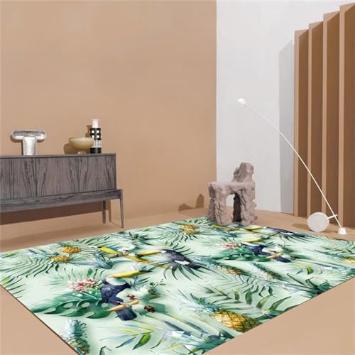 XWJLAILE TeppichKüchenteppichGrünes Blatt dekoratives Muster Schlafzimmerteppich MädchenzimmerzubehörLäuferteppich für FlurTeppichecke80X200CM von XWJLAILE