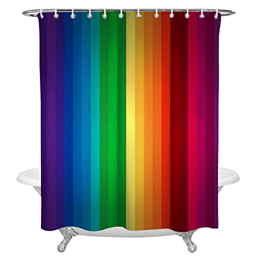 XWJLAILE wasserdichte Duschvorhänge Regenbogenstreifen Duschvorhang Frabic Polyester Baddekor Vorhang (Farbe : D, Größe : 152x183cm) von XWJLAILE
