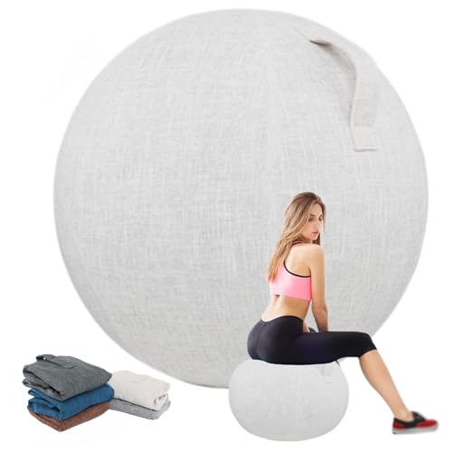 XXL-Yoga-Ball-Abdeckung, 55/65/75 cm, Gymnastikball-Abdeckung für Geburtsball, Stabilitätsball, Fitnessball, Balanceball, faltbarer Schonbezug für Pilates, Schwangerschaft (Farbe: Beige, Größe: 65 cm) von XXLI