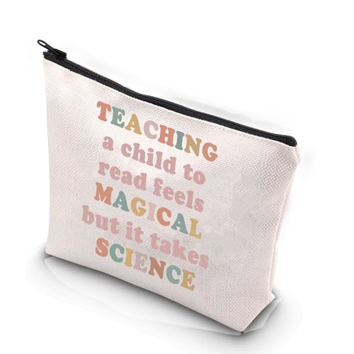 XYANFA Make-up-Tasche mit Aufschrift "Science of Reading", Geschenk für Leselehrer, Legasthenie, Team, Phonik-Geschenk, Legasthenie, 32. Es braucht Wissenschaft, modisch von XYANFA