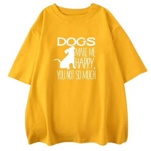 XYMJT T-Shirts für Damen Damen T-Shirt O-Neck T-Shirt Cartoon Übergroße Tops Harajuku Fit T-Shirts Frauen-gelb-XXL von XYMJT