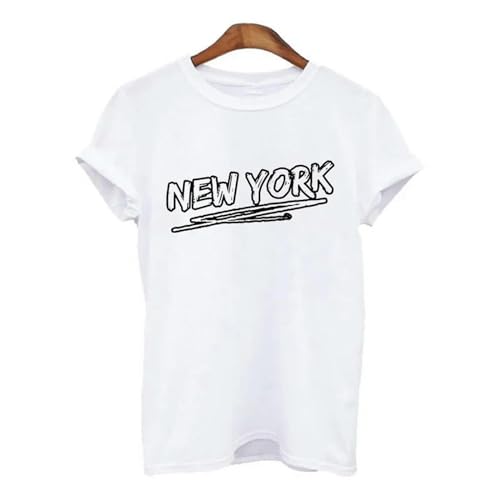XYMJT T-Shirts für Damen Damenhemden Sommer Einfach Weißes T-Shirt Für Lady Top Tee Hipster-36516-s von XYMJT