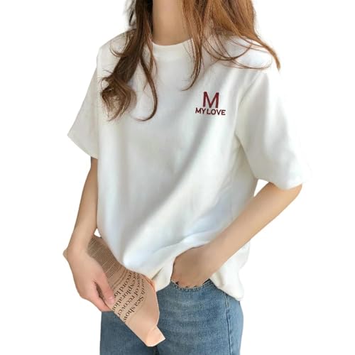 XYMJT T-Shirts für Damen Frauen Sommer Kurzärmelige Hemden Weibliche Schnelle Trockene Baumwoll -t -Shirts-m Weiß-Asia XL Fit 58-68 Kg von XYMJT