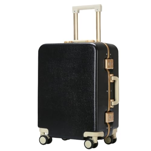 XYSBTX Koffer Gepäck Damen Leder Strukturiert Mute Universal Rad Passwort Box Langlebiger Und Starker Koffer Trolley Suitcase (Color : Black, Size : 22in) von XYSBTX