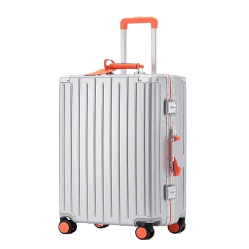XYSBTX Koffer Koffer, Aluminiumrahmen, Universal-Rad-Trolley, Business-Koffer, Herren-Passwort-Boarding-Koffer Suitcase (Color : Silver, Size : 20in) von XYSBTX