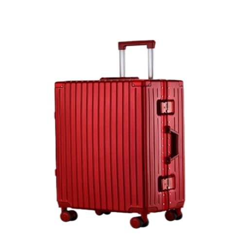 XYSBTX Koffer Koffer Koffer for Männliche Und Weibliche Studenten, Neue, Leise, Starke Und Langlebige Passwort-Pull-Box Mit Aluminiumrahmen Suitcase (Color : Red, Size : 22in) von XYSBTX