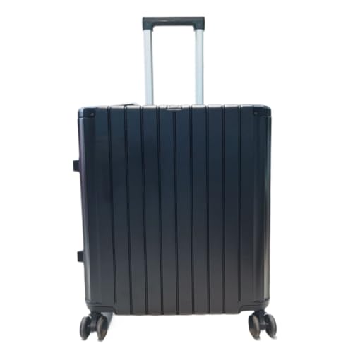 XYSBTX Koffer Koffer Silent Universal Wheel Trolley Case Unisex Koffer Multifunktionaler Aluminiumrahmen Passwortbox Groß Suitcase (Color : Black, Size : 22in) von XYSBTX