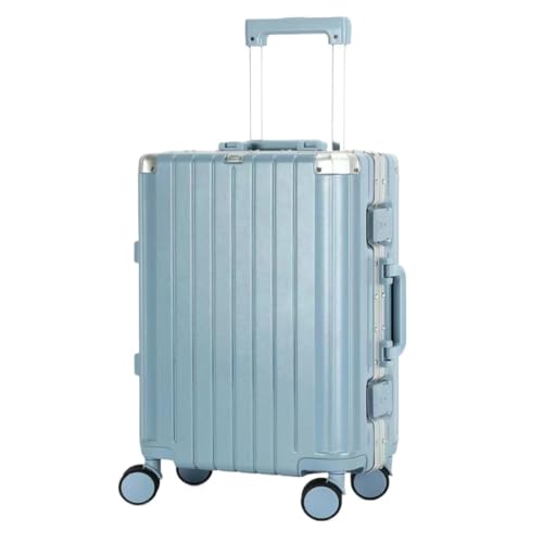 XYSBTX Koffer Koffer Silent Universal Wheel Trolley Case Unisex Koffer Multifunktionaler Aluminiumrahmen Passwortbox Groß Suitcase (Color : Blue, Size : 20in) von XYSBTX