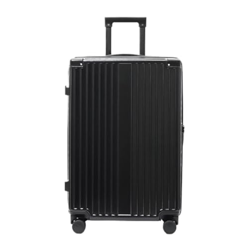 XYSBTX Koffer Koffer Trolley-Koffer Getränkehalter Koffer Universalrad Passwortbox Lederkoffer Boarding-Koffer Suitcase (Color : Black, Size : 20in) von XYSBTX