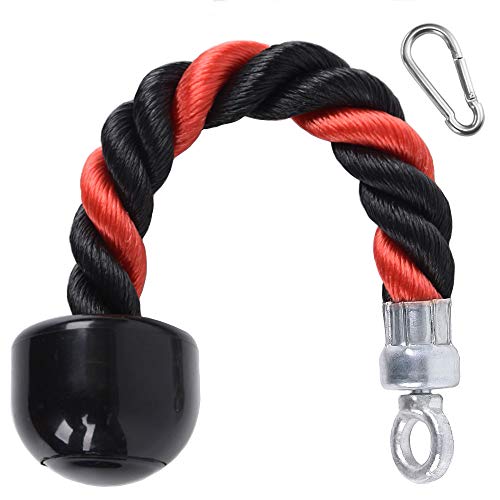 XYZDOUBLE Trizepsseil Nylon 33cm Trizeps Seil mit Rutschfesten Griffen Multifunktions-Heavy Duty Trizeps Seil Kabel Befestigung für Fitness,Bizeps,Trizeps,Fitnessstudio Oder zu Hause Schwarz Rot von XYZDOUBLE