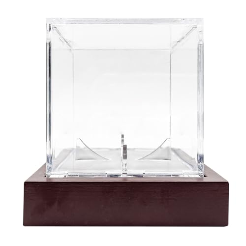 Xanorrg Clear Baseball Display Hülle Acrylständer Square Storage Box Mit Holzbasis Showcase Protector Clear Display Hülle von Xanorrg