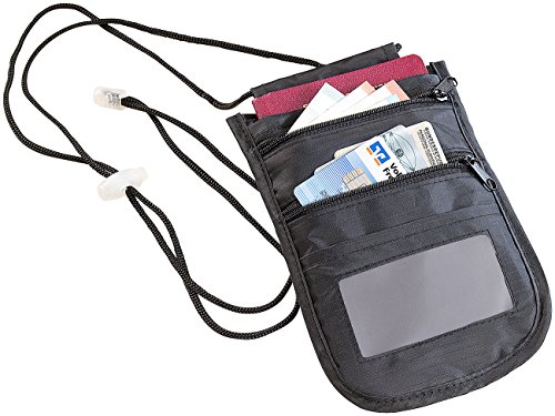 Xcase Brusttasche: Unisex-Brustbeutel mit RFID-Schutz, Reise-Organizer, 4 Fächer, schwarz (Brustbeutel diebstahlsicher, Ausweishülle, Diebstahlsichere) von Xcase