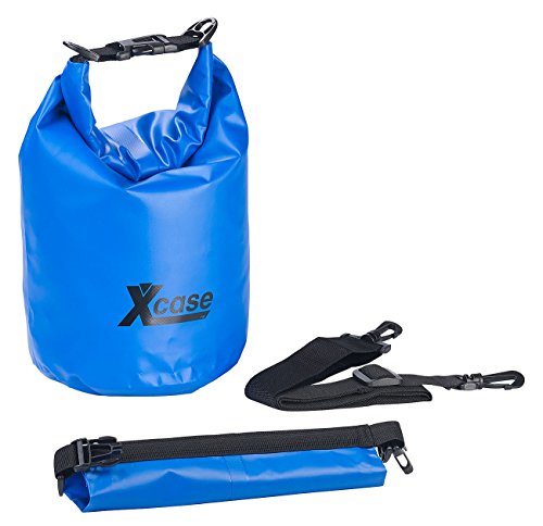 Xcase Packbeutel wasserdicht: Wasserdichter Packsack, strapazierfähige Industrie-Plane, 5 l, blau (Rollbeutel, Packrolle, Unterwasserlicht) von Xcase
