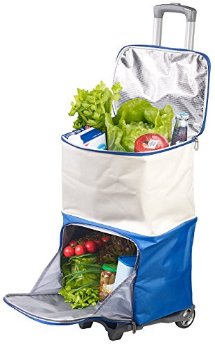 Xcase Kühltrolley: 2in1-Einkaufs-Tasche-Trolley mit geteilten ISO-Kühltaschen, 45 Liter (Einkaufstasche mit Rollen, Einkaufstrolley mit Kühlfunktion, Einkaufswagen mit Kühltasche) von Xcase