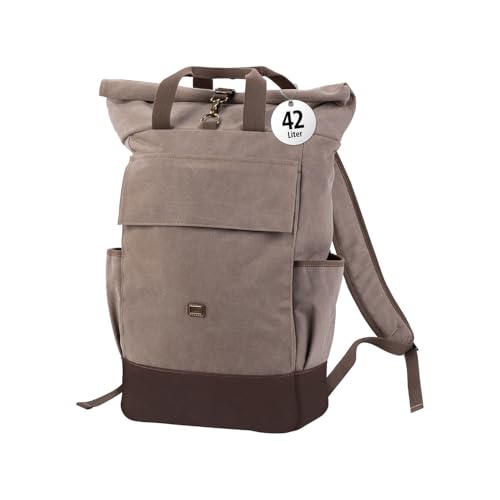 Xcase Laptop Tasche: Großer Rolltop-Canvas-Rucksack mit Laptopfach, Reißverschluss, 42 l (Rolltoprucksack, Handgepäck-Rucksack, Umhängetasche) von Xcase
