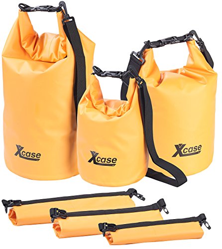Xcase wasserdichte Packtaschen: 3er-Set wasserdichte Packsäcke aus LKW-Plane, 5/10/20 Liter, orange (Wasserfeste Packtaschen, Trockentasche, Unterwasserlicht) von Xcase