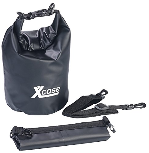 Xcase Wasserdichter Beutel: Wasserdichter Packsack, strapazierfähige Industrie-Plane, 5 l, schwarz (Outdoor Säcke wasserdicht, Trockenbeutel, Unterwasserlicht) von Xcase