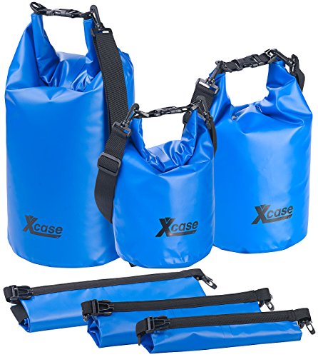 Xcase Sack aus LKW Plane: 3er-Set wasserdichte Packsäcke aus LKW-Plane, 5/10/20 Liter, blau (Waterproof Bag, wasserdichte Tasche LKW-Plane, Unterwasserlicht) von Xcase