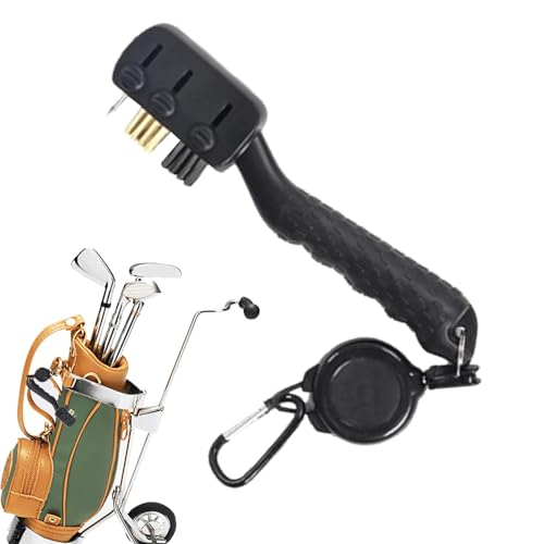 Xeihuul Golfrillenreiniger,Golfschlägerreiniger - Multifunktionale Golfrillen-Reinigungsbürste - Golfschläger-Rillen-Peeling, praktisches Golf-Werkzeug mit Karabinerhaken, ergonomisch geformte von Xeihuul