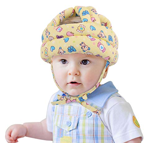 Baby-Sicherheitshelm, weiche, bequeme Baby-Sicherheits-Schutzkappe, verstellbare Größe, Kopfschutzmütze, für Babys von 6 Monaten – 6 Jahren, um Krabbeln, Gehen, Laufen und Spielen zu lernen (gelbe von Xemz