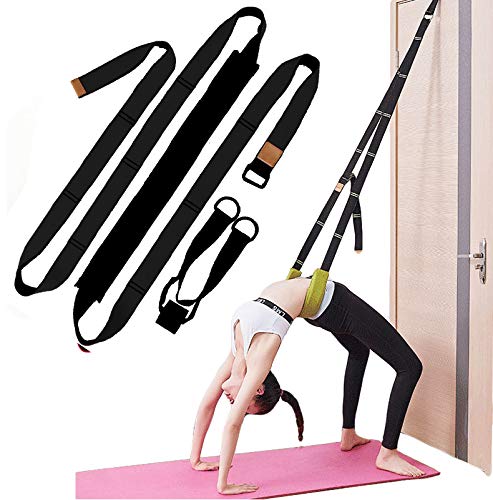 Yoga-Fitness-Stretch-Gurt, Türflexibilität Dehnungsband, Verbesserung der Bein- Taillen- und Rückenflexibilität, Rückenbeuge Trainer, für Reha Pilates Ballett Cheerleading Splits Gymnastik (schwarz) von Xemz
