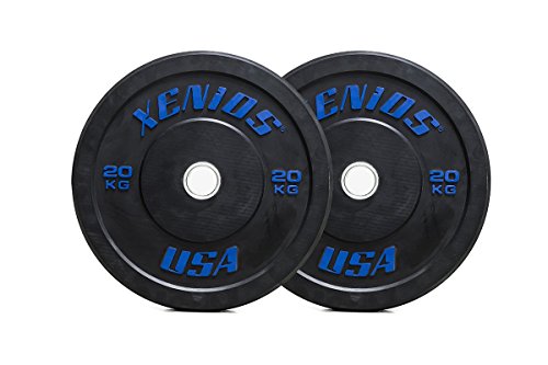 Xenios USA Gummi Bumper Plate mit Innerem Ring aus Edelstahl, Schwarz, 20 kg, XSBPRBPL20 von Xenios USA